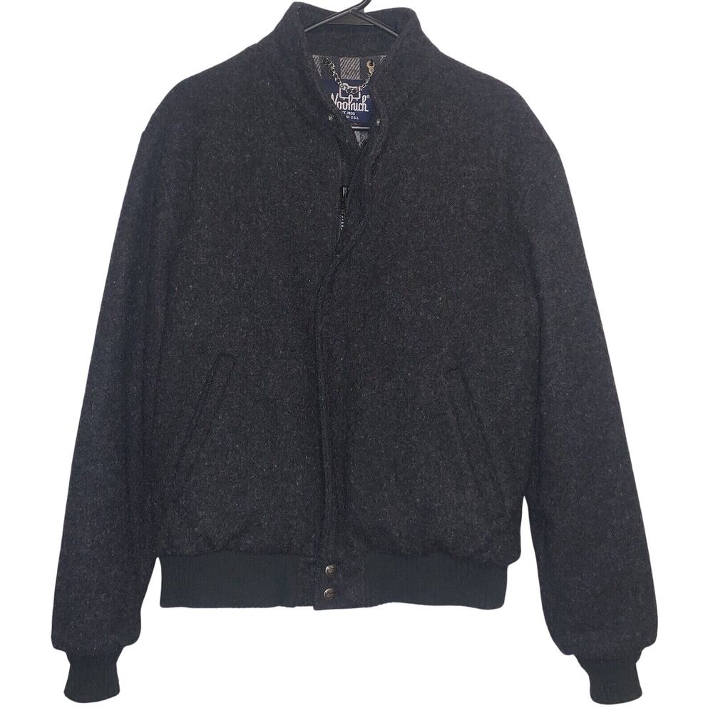 Vintage 80s Woolrich Wool Blend Plaid Lined Hunting Bomber Jacket M USA